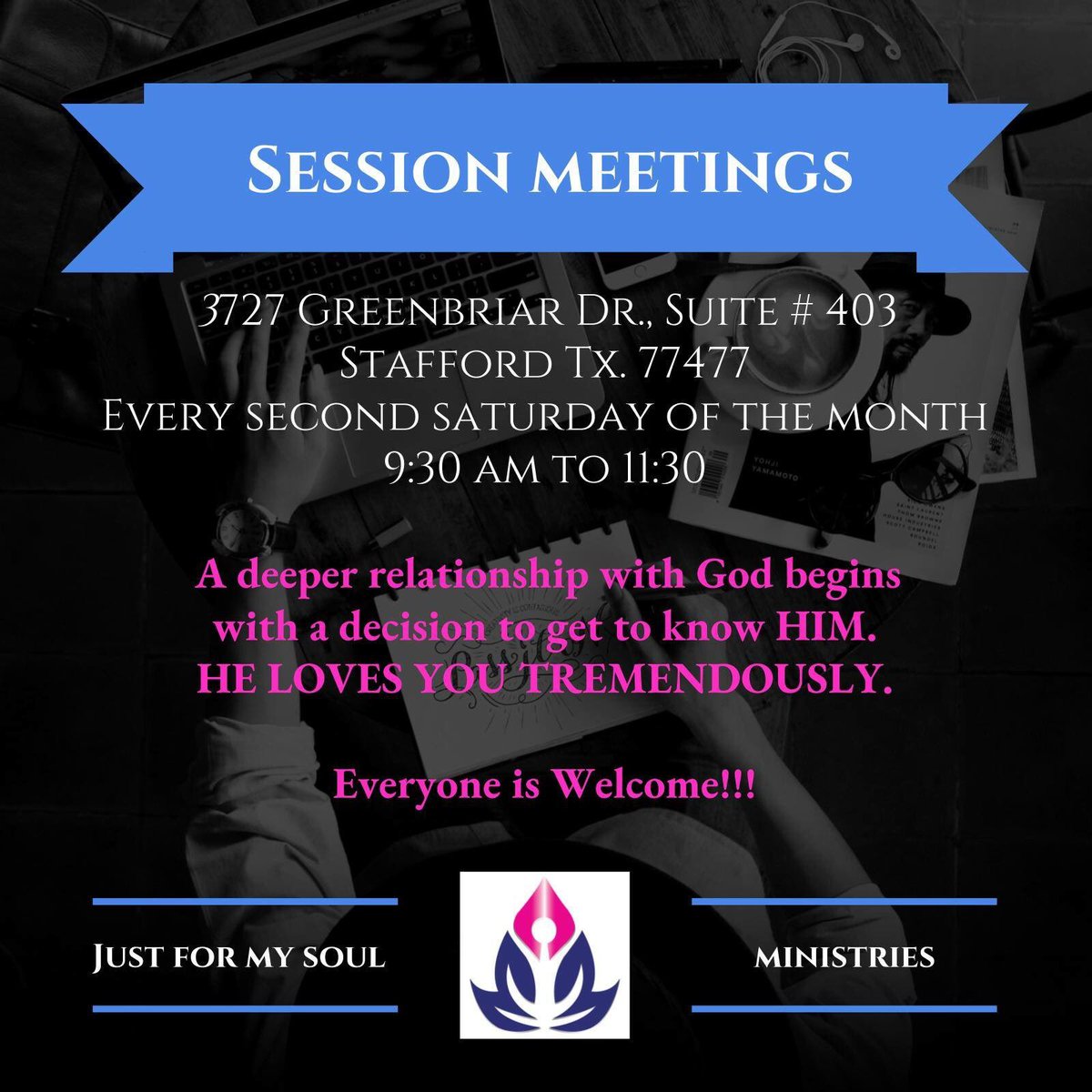 cherylbonita9's tweet photo. See you November 10. Come ready for a blessing... #justformysoul #JMS #intimaterelationship #womanofprayer
#relationshipwithhim
#weovercome
#relationshipwithgod
#prayerline
#prayercall https://t.co/JKrf7LyPk3
