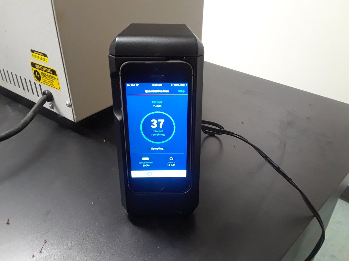 INHSPACELab's tweet photo. Day 3, we learned about nifty portable qPCRs for running samples in the field. Could add a lot for rapid biotic assessments. Sold! We'll take three! #INHSPaceLab #INHSResearch #NGRREC @Pudge_12 https://t.co/0nusDghCIo