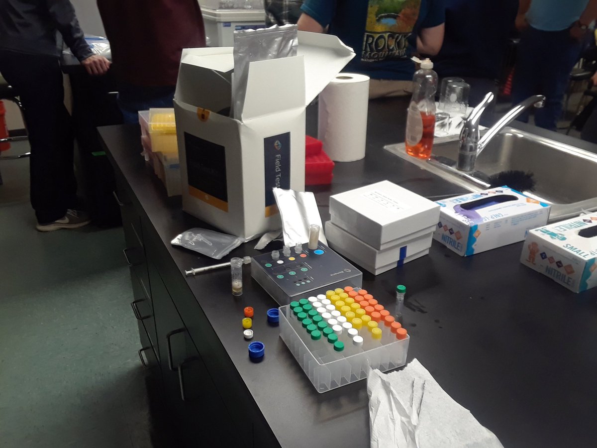 INHSPACELab's tweet photo. Day 3, we learned about nifty portable qPCRs for running samples in the field. Could add a lot for rapid biotic assessments. Sold! We'll take three! #INHSPaceLab #INHSResearch #NGRREC @Pudge_12 https://t.co/0nusDghCIo