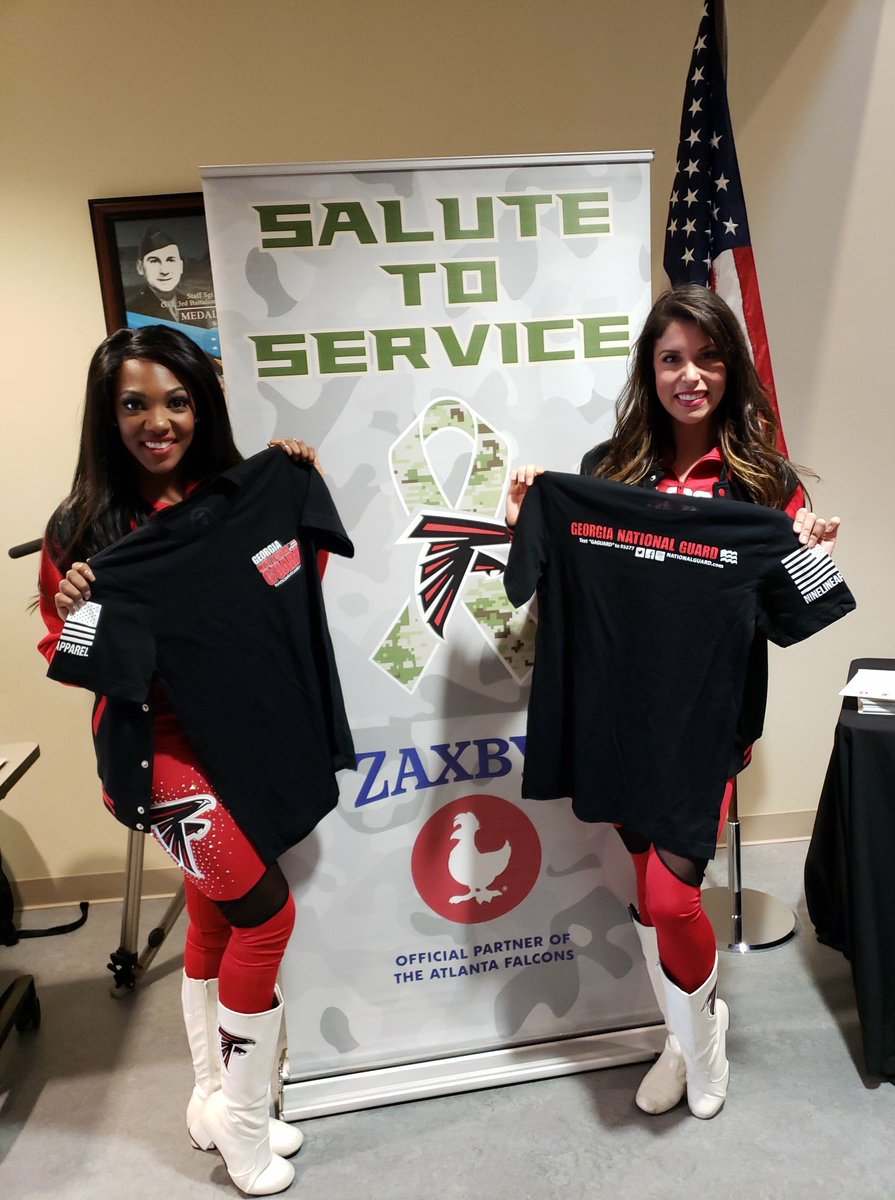 GeorgiaGuard's tweet photo. The @AtlantaFalcons joined the Ga. Guard at the General Lucius D. Clay National Guard Center, Nov. 6, 2018, to celebrate members of the armed forces during #SaluteToServiceWeek. Players and cheerleaders served lunch and hosted a meet and greet for service members and families. https://t.co/3xOKFDhvMq