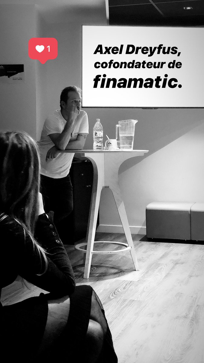 Avec nous ce soir : <a href="/axeldreyfus/">Axel Dreyfus</a>, cofondateur de la #startup <a href="/Finamatic/">Finamatic</a> #founderstories <a href="/jquintard/">Julien Quintard</a>