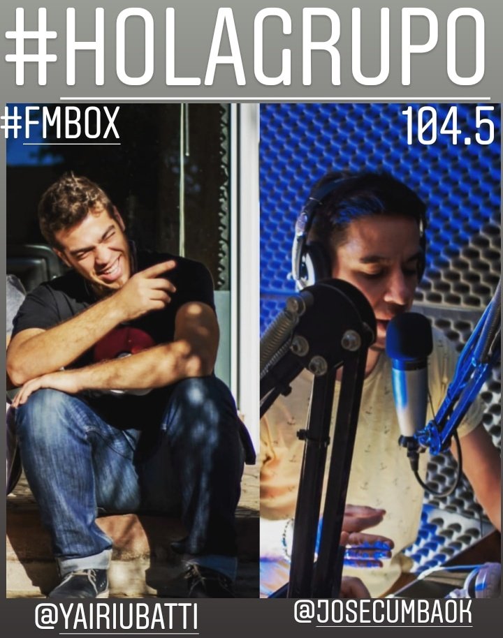 fmboxcolon's tweet photo. Ya están los impresentables de siempre! @JoseCumba y @YairIubatti, #HolaGrupo por #FMBOX 104.5 radio en vivo! 📻
https://t.co/f2QpdH4wKM
📱 3447575999 https://t.co/Hb837nqe5K