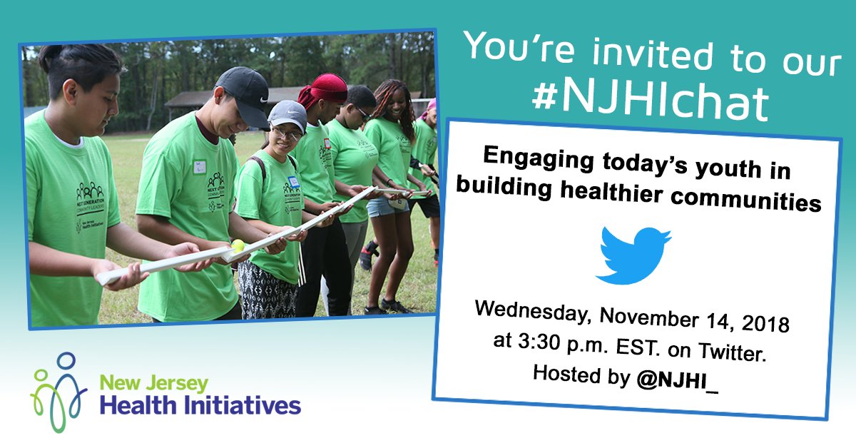 taftcomms's tweet photo. We're excited to participate in @NJHI_'s #Twitterchat on Nov. 14 at 3:30 p.m. (EST) to learn more about engaging youth in building healthier communities. Get more details &amp; RSVP here: https://t.co/Wk8MBdTL33 #NJHIchat #NJLeaders2030 https://t.co/Cue9R9vhAs