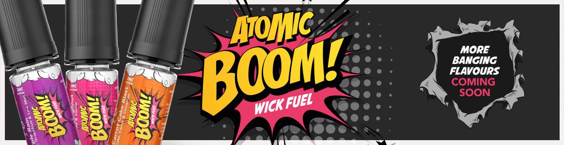 Vapourcore's tweet photo. The long awaited ATOMIC BOOM HIGH VG range is available now!

Shop in store or online: https://t.co/0rpekvHWRc

#vapourcore #vapeon #vapefam #ecig #vapenation #atomicboom #carrotcake #doughnut #eliquid #highvg #WednesdayWisdom #new #vape #vapers https://t.co/kVW5XstasX