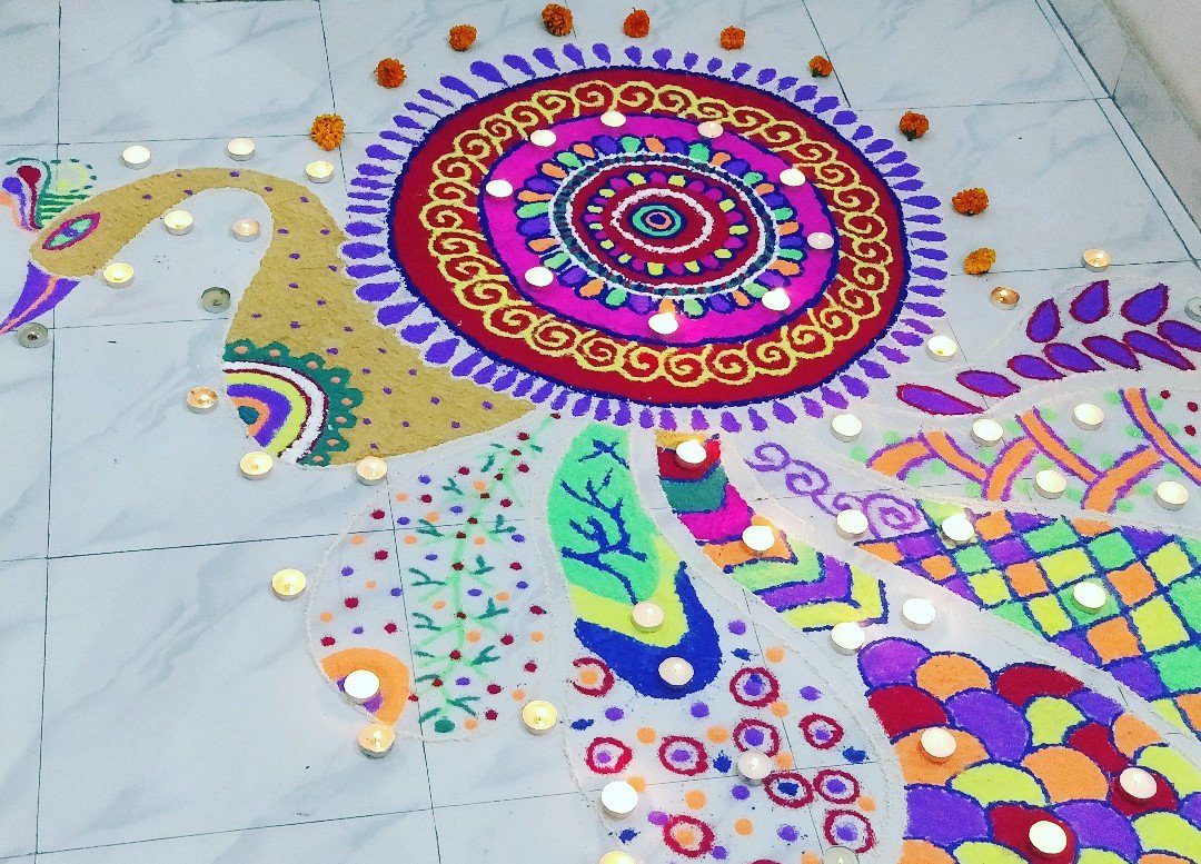 Happy Diwali 2018 #PeacockRangoli #handmade #BeautifulRangoli #Memory2018
