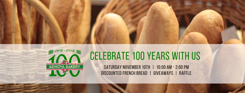 StocktonEDD's tweet photo. Genova Bakery, est in 1918, is celebrating its 100th anniversary! Join them this Sat Nov 10 from 10 am - 2 pm to celebrate!

Follow them for more details: https://t.co/nVjl8w7QT6

#stocktonca #supportlocal209 #genovabakery https://t.co/p183FXuZzW