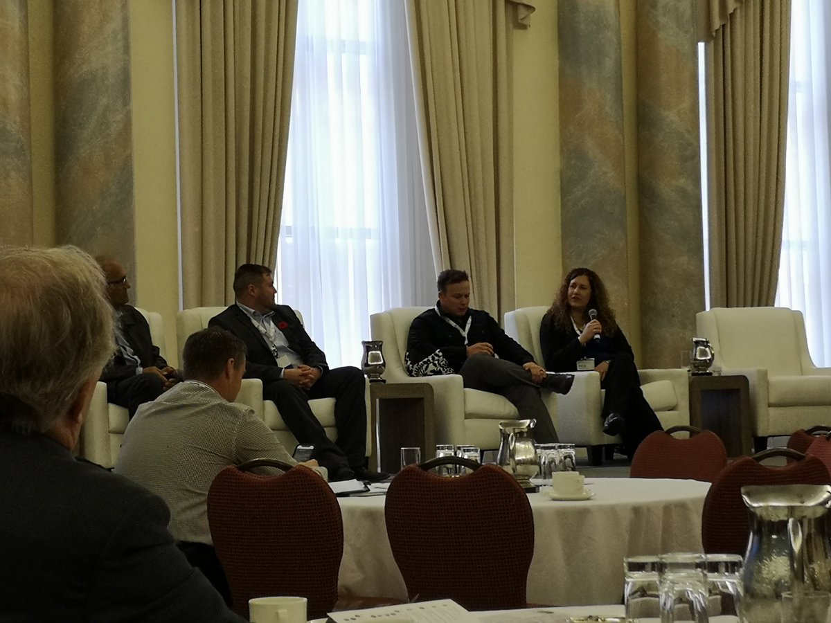 2020Catalysts's tweet photo. Our #Catalyats are doing amazing things - here is 2017 Catalyst Blair Hogan @guntabusiness alongside 2018 Catalysts Kyla Morrisseau and Mike Tilson sharing the #bioenergy work their communities are doing at the #ScalingUp conference! https://t.co/E4Ew4iotpU