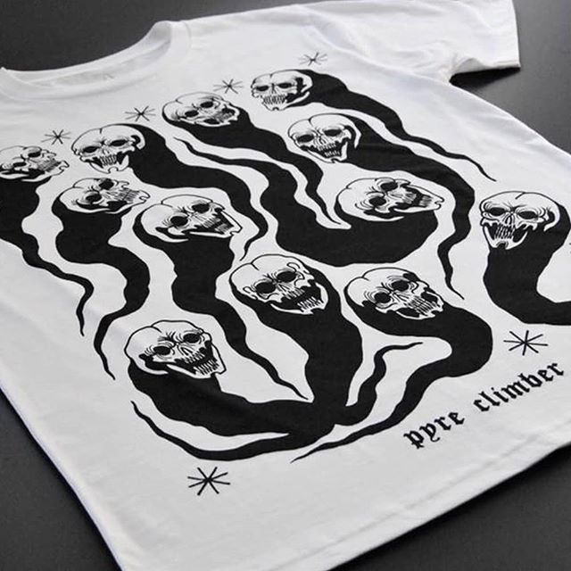 PyreClimber's tweet photo. "Host" tee by @the.girl.with.the.matchsticks. Black print on earth posi tees! https://t.co/j5F3bJpWQX