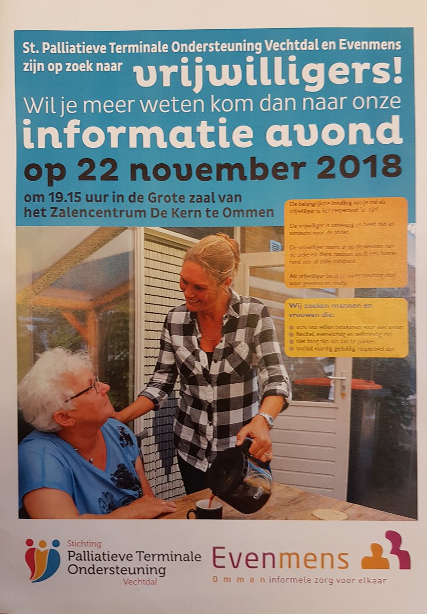 SPTOVechtdal's tweet photo. Kom 22 november ook naar onze #informatieavond in #DeKern #Ommen waar we samen met @SVTMO u meer vertellen over ons prachtige #vrijwilligerswerk. https://t.co/kQF4I7JGVP