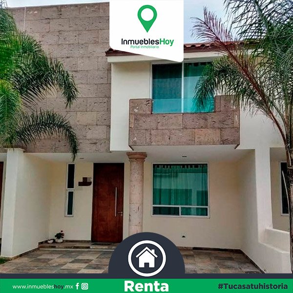 Inmuebles_Hoy's tweet photo. ¡RENTA! Casa ubicada en 📍Rancho Santa Monica al sur de #Aguascalientes

🏡 2 niveles, acabados de lujo, sala comedor, cocina, 3 dormitorios, rec. ppal con baño y vestidor, 2.5 baños, patio, jardín, cochera p/2 autos. 

Más información 💻 https://t.co/vouJwmWnMX https://t.co/SQvd6urDrp