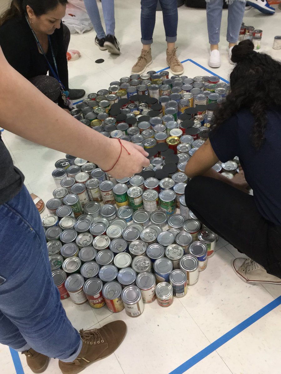 MsBMiddleton's tweet photo. Progress is looking good! @NISDBrandeis #CANStruction2018 #CRUSHhunger #BroncosBeatingHunger #ThisIsNorthside #ThisIsBrandeis https://t.co/vB14nQvKE3