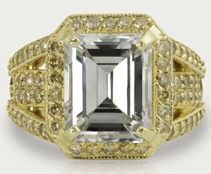 4.71CT Emerald Cut Engagement Ring #deBellaJewelry #JewelryArt #Diamonds #Carats