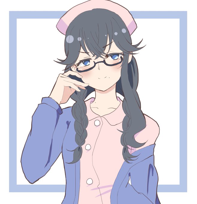ナース服にはメガネとカーディガンって義務教育で習ったので  #出雲墨絵 
