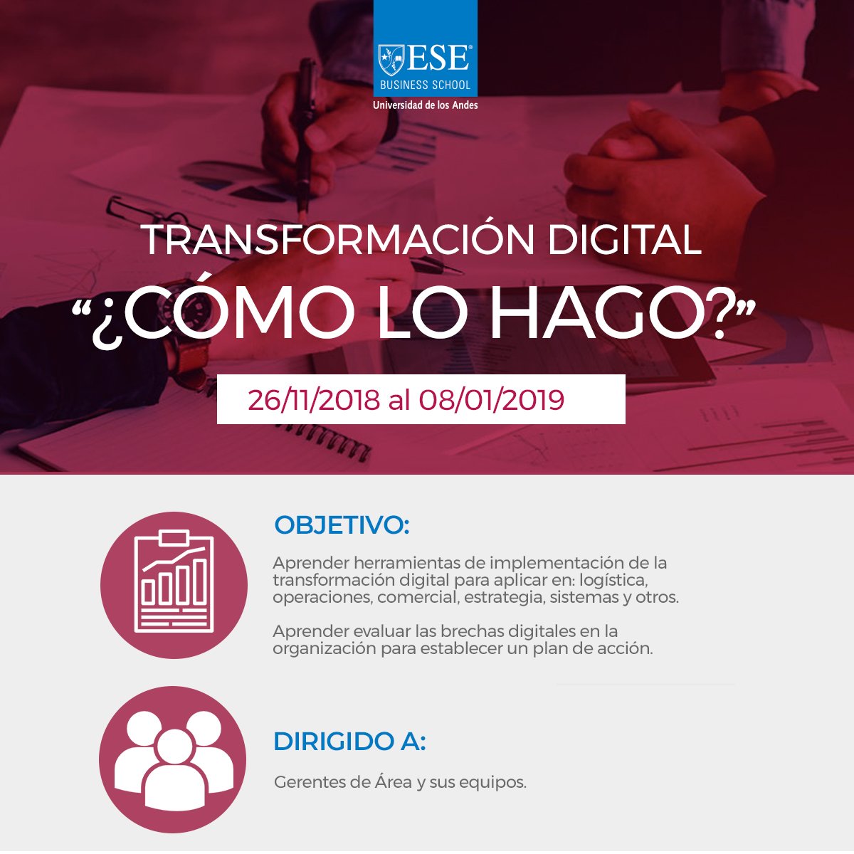 Cuando el Gerente General o el Directorio te pregunte de qué se trata esto de la transformación digital, no sólo podrás explicarles, sino tendrás a mano un plan detallado de cómo llevarlo a cabo en tu empresa. Conoce más detalles, aquí: goo.gl/8WpPNh