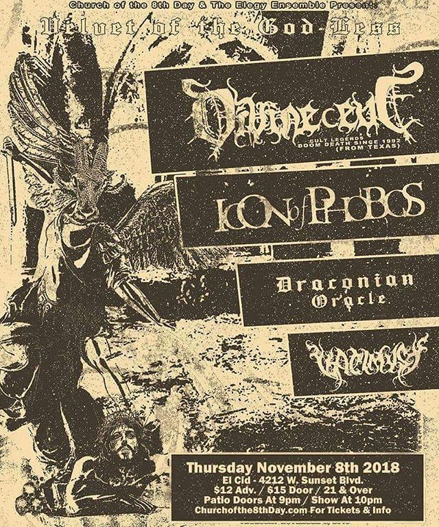 church8thday's tweet photo. The doors for tomorrow's show have been moved to 9pm. See you there!!
#divineera #iconofphobos #draconianoracle #vaelmyst https://t.co/6cETWueuP7 https://t.co/esYl1VOXqB