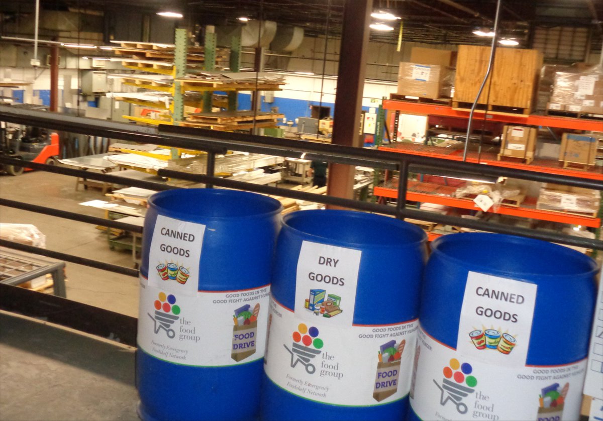 AMP_mfg's tweet photo. We’re collecting nonperishable food items for our food drive with @TheFoodGroupMN. Look for the blue bins on the Mezzanine. There is a box for breakables as well. Drive runs until November 19. #teamAMP #Solutionsforpower #Communityinvolvement https://t.co/Ibw3BzNIhV