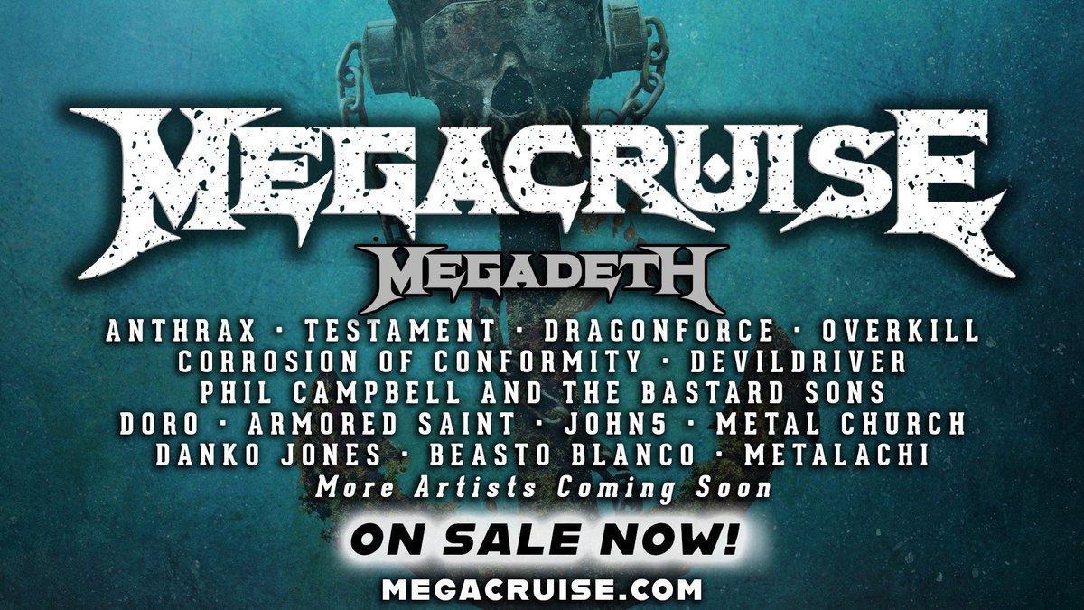 The wait is over! Reservations are now open for MEGACRUISE! Don't miss your chance to experience this once-in-a-lifetime opportunity to set sail with <a href="/Megadeth/">Megadeth</a>, <a href="/Anthrax/">Anthrax</a>, @Testament, <a href="/DragonForce/">DragonForce</a>, <a href="/OverkillBand/">OVERKILL</a> &amp; many others! To book your adventure, go to MegaCruise.com