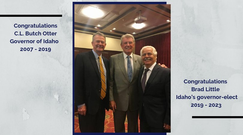 ConsulMexBoi's tweet photo. The Consulate of Mexico congratulates Governor C.L Butch Otter on his governance and extends congratulations to Governor-elect Brad Little for his electoral success as governor for the constitutional period 2019-2023. https://t.co/flcxSWIGfV