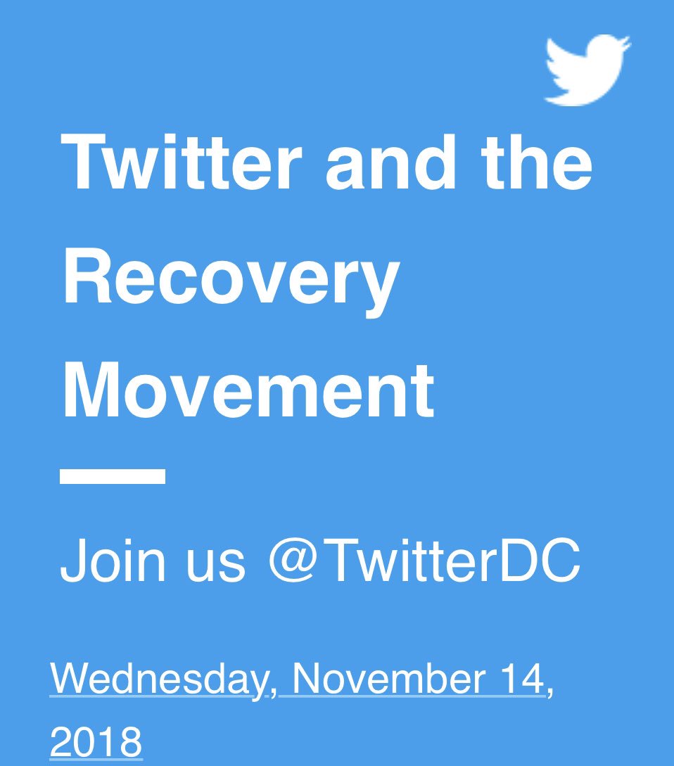 RDashford's tweet photo. We’ll be discussing the #recoverymovement with @Twitter next week at @TwitterDC! Make sure to check out the periscope and learn how you can get involved and be a part of the movement! https://t.co/v0gygErznT