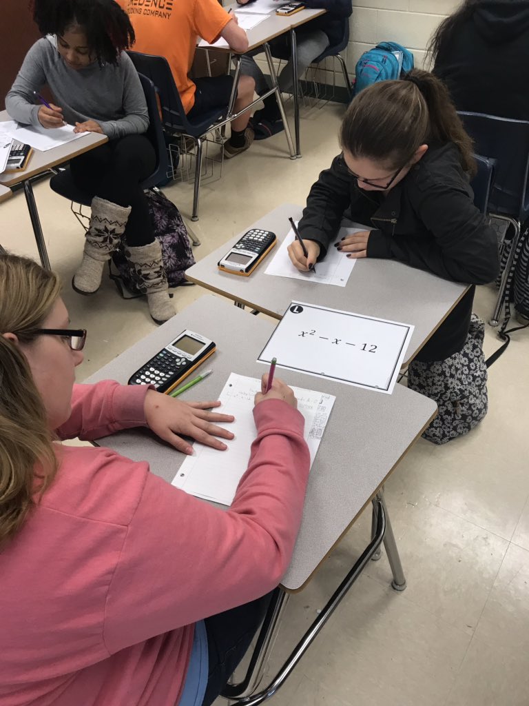 morgan_laroque's tweet photo. Speed dating in Math 1 to practice Factoring Trinomials. Meet up, solve, compare, REPEAT! #TheRoadToTheEOC #BeatTheTimer #Math1Shenanigans #LoveWhatYouDo @bunnhs https://t.co/E79LbufUky