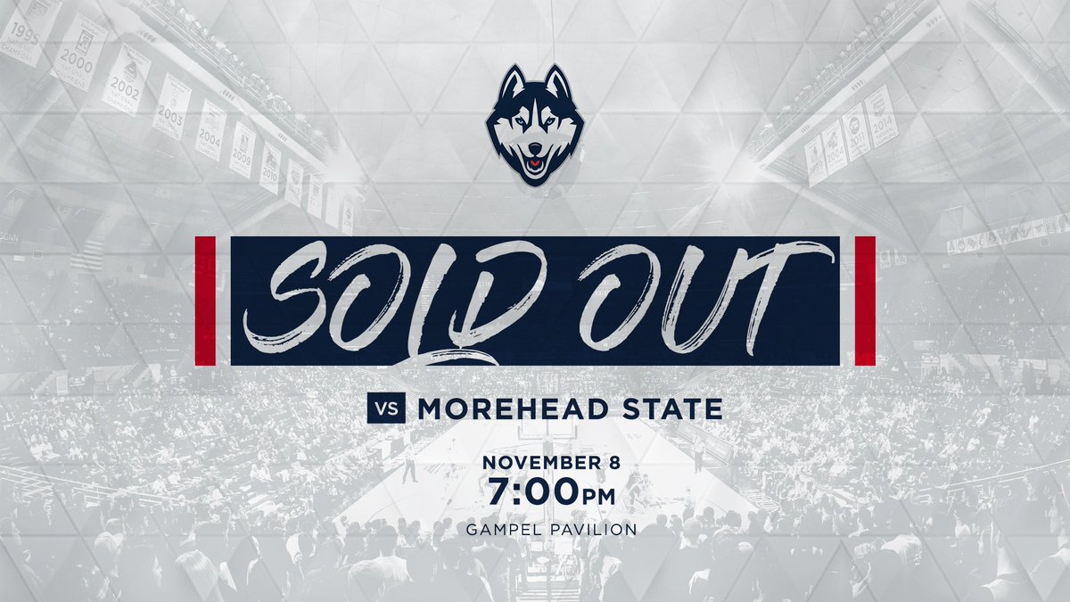 UConnMBB's tweet image. Our Home Opener is 𝐒𝐎𝐋𝐃. 𝐎𝐔𝐓. 

Can't wait to see you tomorrow night, #UConnNation!

#HelloHurley
