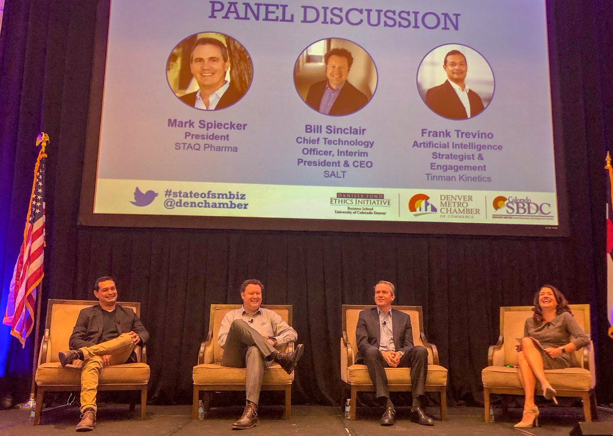 SALTLending's tweet photo. “I see the ability for small businesses to not shy away from technology, but to leverage some of the same tools large businesses do, which will help them grow, even with limited resources &amp; limited access to capital.” - @billsinc today at the @denchamber #stateofsmbiz event https://t.co/w7nrJyjBnV