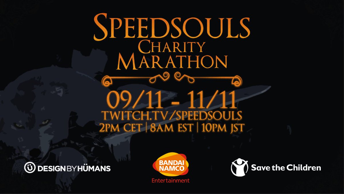 soulsruns's tweet photo. Love Dark Souls 1-3, Bloodborne &amp; Demon Souls? Tune in on November 9-11th to watch some of the best players in the world showcase speedruns, races, do giveaways and more for charity. 
You don't want to miss this! 😊 

\[T]/ #SaveTheChildren #SCM2018 \[T]/ https://t.co/dxoVlUEkvV