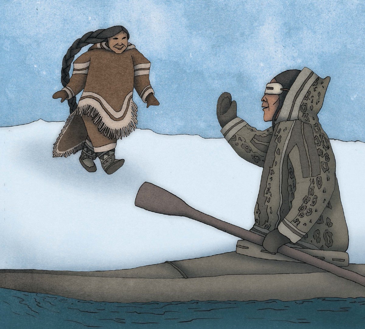 Today is #InternationalInuitDay! In celebration, here is a sneak peek of Takannaaluk, the upcoming picture book collaboration between Inuit elder Herve Paniaq and renowned Inuit artist Germaine Arnaktauyok