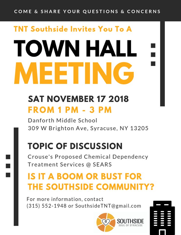 Correction: Town Hall re: Crouse Drug Treatment Center @ SEARS - 11/17 @ 1 p.m. - mailchi.mp/51bb12e6a1ae/t…