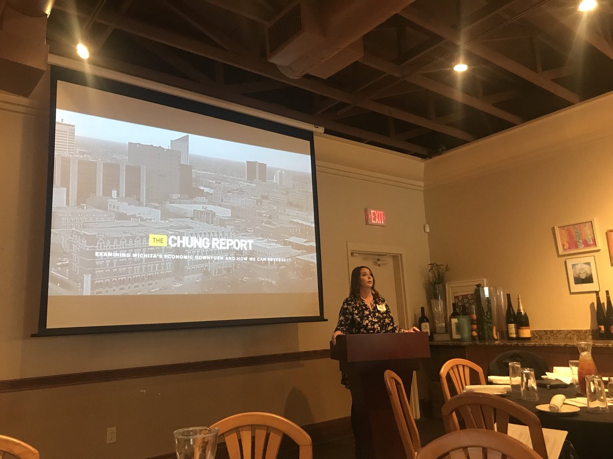 WichitaFdn's tweet photo. Spent the lunch hour listening to the wonderful @katie_grover speak at the  @WichitaProCom meeting all about @TheChungReport. They’ve been vital in elevating the conversation around #FocusForwardICT and encouraging others to do the same. #ILoveWichita https://t.co/q5bKPP7upr