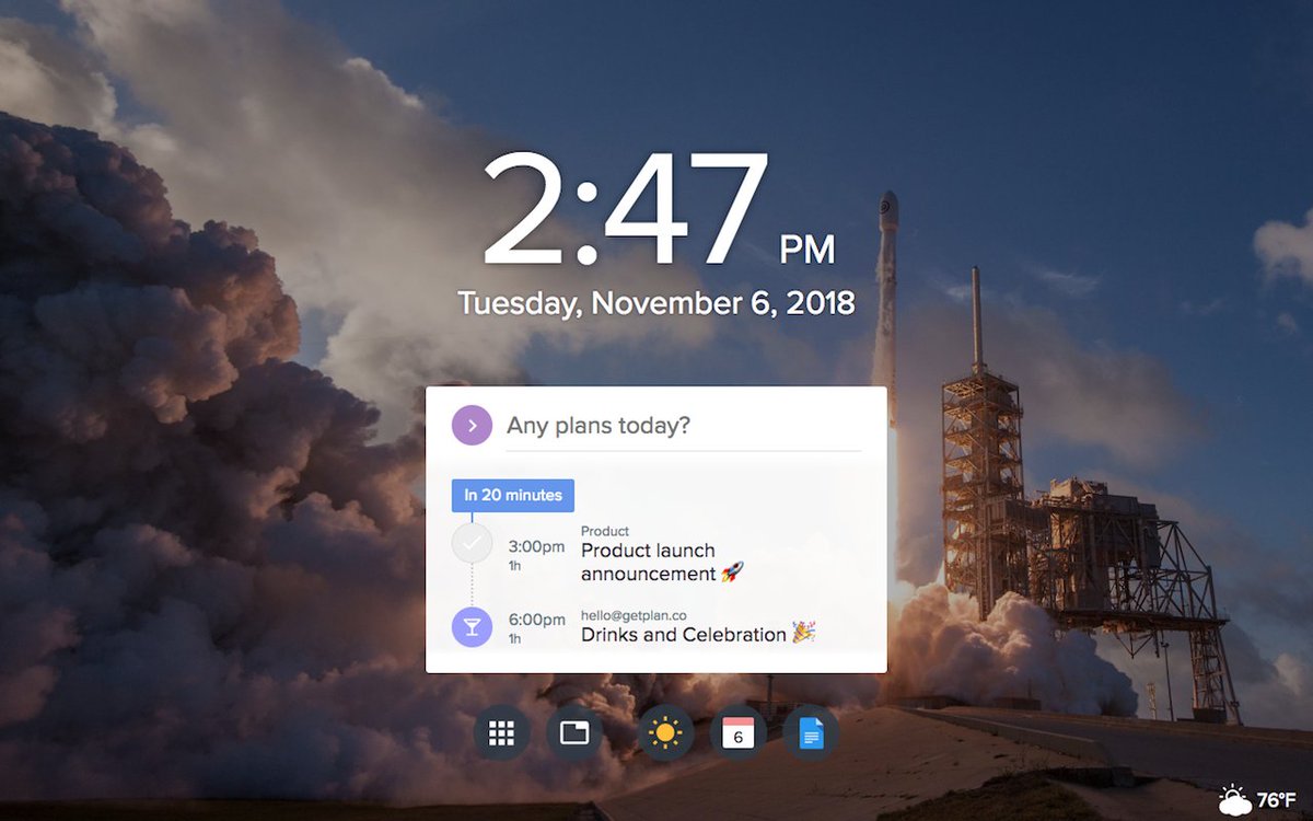 The official Plan Chrome extension is here! 🙌

In a beautiful new tab page, create and view tasks and meetings that automatically sync with your Google Calendar and Outlook Calendar. 

Check it out! 👇
chrome.google.com/webstore/detai…