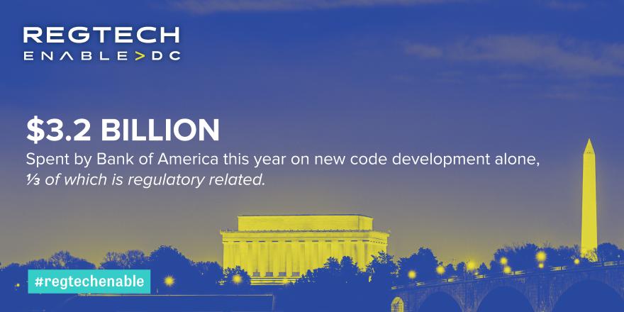 RegTechEnable's tweet image. &quot;Every dollar we spend in #tech has a regulatory implication. It makes us operationally better, improves the performance of our platforms, and allows us to monitor ourselves with more granularity.&quot; - @CathyBessant, COO &amp;amp; CTO, @BankofAmerica. #RegTechEnable #compliance
