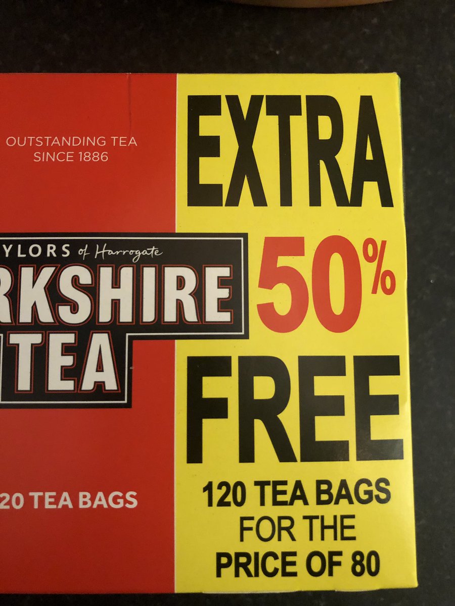 S_E_P_1's tweet photo. False advertising @YorkshireTea not sure that is actually 50% free?! 🤔🙃 #FalseAdvertising #YorkshireTea #CheckYourMaths https://t.co/PCA3i6vWc2