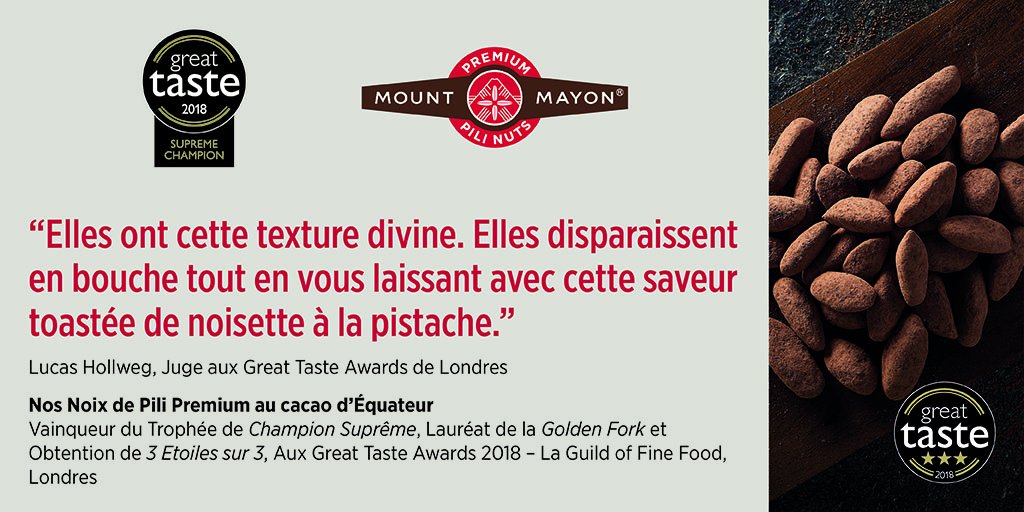 GourmetLinks's tweet image. Les #juges à propos de nos #Noix de #Pili Premium au #cacao d'Equateur:
Elles ont cette #texture #divine. Elles disparaissent en #bouche tout en vous laissant avec cette #saveur #toastée de #noisette à la #pistache.
#Lucas #Hollweg, Juge aux #Great #Taste #Awards de #Londres.