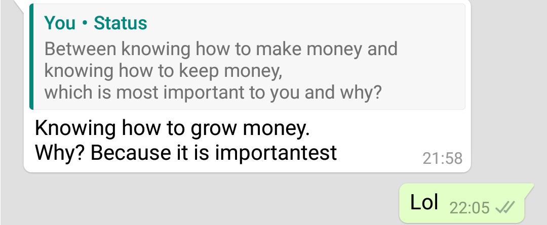 mcfabian07's tweet photo. Between knowing how to make money and knowing how to keep money, 
which is most important to you and why?

This was the question I asked my friends on WhatsApp. 
Have some interesting responses I'd like to share 

Thread 
#FinancialLiteracy https://t.co/lOH4Vh69e0