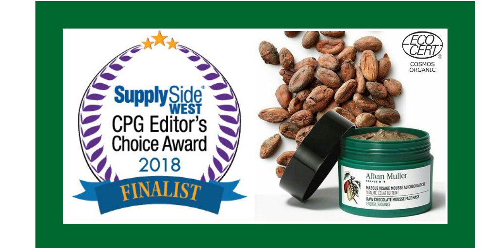🏅 Our stellar innovative #RawChocolateMask has been selected as finalist for the 2018 #SupplySide CPG Editor’s Choice Awards in the #PersonalCareCategory. 

#PersonalCare #GreenBeauty #CleanBeauty #SSWEXPO #SupplysideWest #ECAwards #BetterBeauty #MadeInFrance