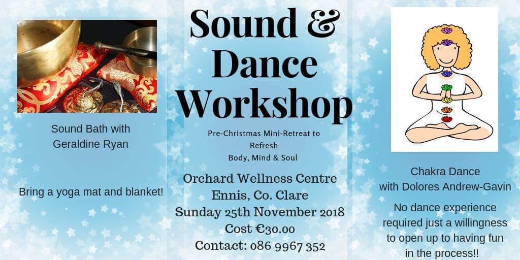 Evening @ClareHour from Claregalway 🙂 how are you? Look forward to co-hosting Sound&Dance workshop in Orchard Wellness Centre, Ennis on 25NOV w @DoloresAndrew of @irishhealthhour #clarehour