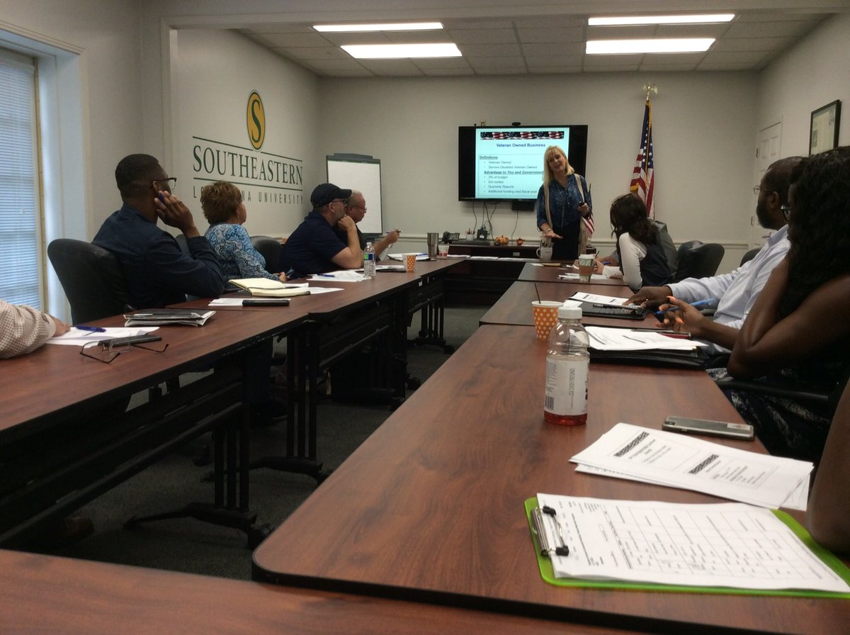 These local vets are preparing their biz for gov contracting success! This session, led by Cindy Carrier w Louisiana PTAC, provided a roadmap for federal, state and local procurement. We are proud to provide resources to these vets that have bravely served our country. #VetBiz