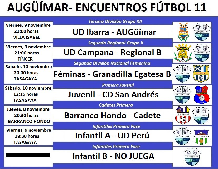 Guía de partidos de Fútbol-11 de nuestro club para este fin de semana