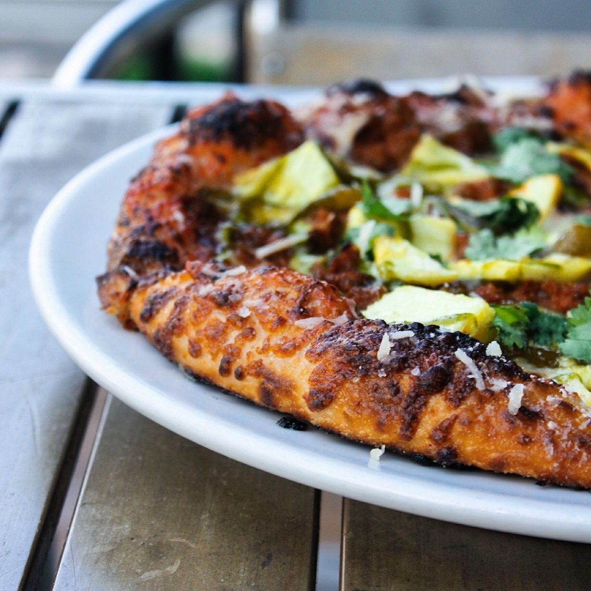 Come in today during our Happy Hour from 3-6 for half price pizzas!
This is the #14 *chorizo, pineapple, jalapeño jam* Photo by @annabenatarphotography