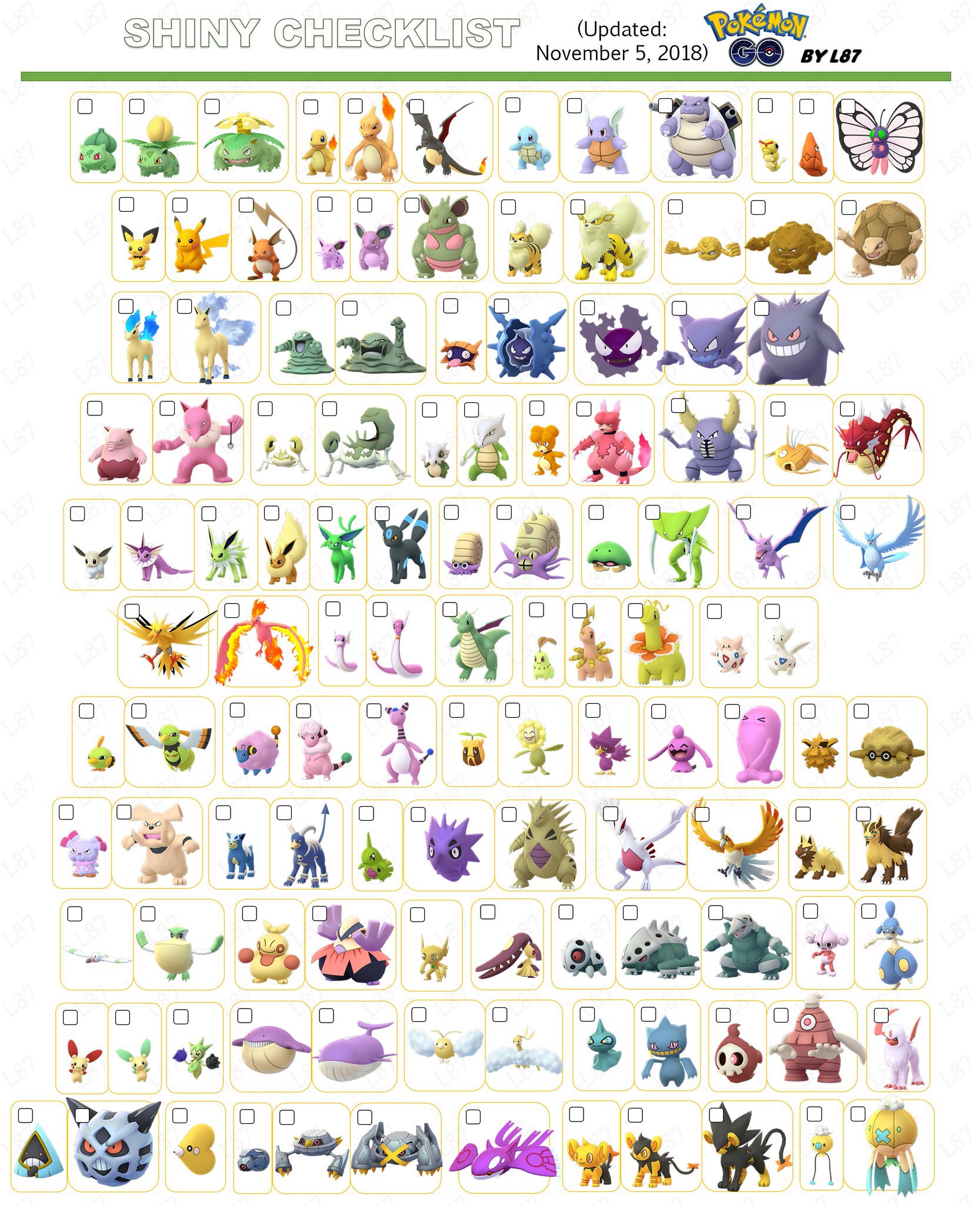 ✨ ?  Pokemon Shiny Checklist