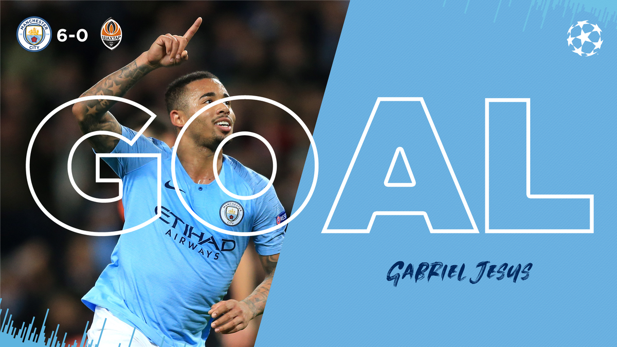ManCity's tweet photo. HAT-TRICK!! @gabrieljesus33 

🔵 6-0 🔶 #cityvfcsd #mancity https://t.co/rFmJMm0fXG