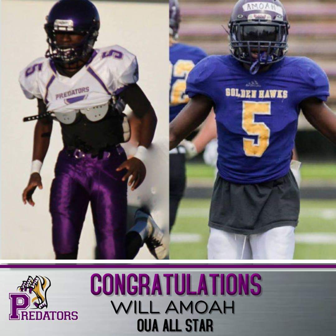 Wloo_JrWarriors's tweet photo. Congratulations to #PredsAlumni and @LaurierFootball DB Will Amoah on being named a 2018 First Team OUA All Star!!
Will is ranked 2nd in the OUA for interceptions (5) this season!
Congrats Will! https://t.co/TR0K8xjGSl