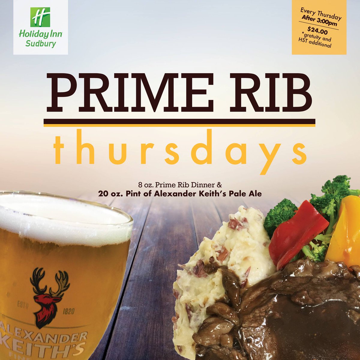 HolidayInnSud's tweet photo. Our Prime Rib Thursday is tomorrow at the Rendezvous Lounge &amp; Cafe starting at 3pm! Don't miss out on this delicious feature.

#primerib #thursdayfeature #rendezvouslounge #holidayinnsudbury #sudburyeats #sudburyfinedining https://t.co/SqItdXmzff