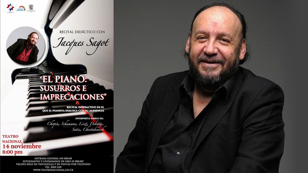 El pianista Jacques Sagot ofrecerá un recital didáctico llamado “El piano: susurros e imprecaciones”, el próximo 14 de noviembre en el Teatro Nacional de Costa Rica. #FeedBackCR
bit.ly/2RFBovS