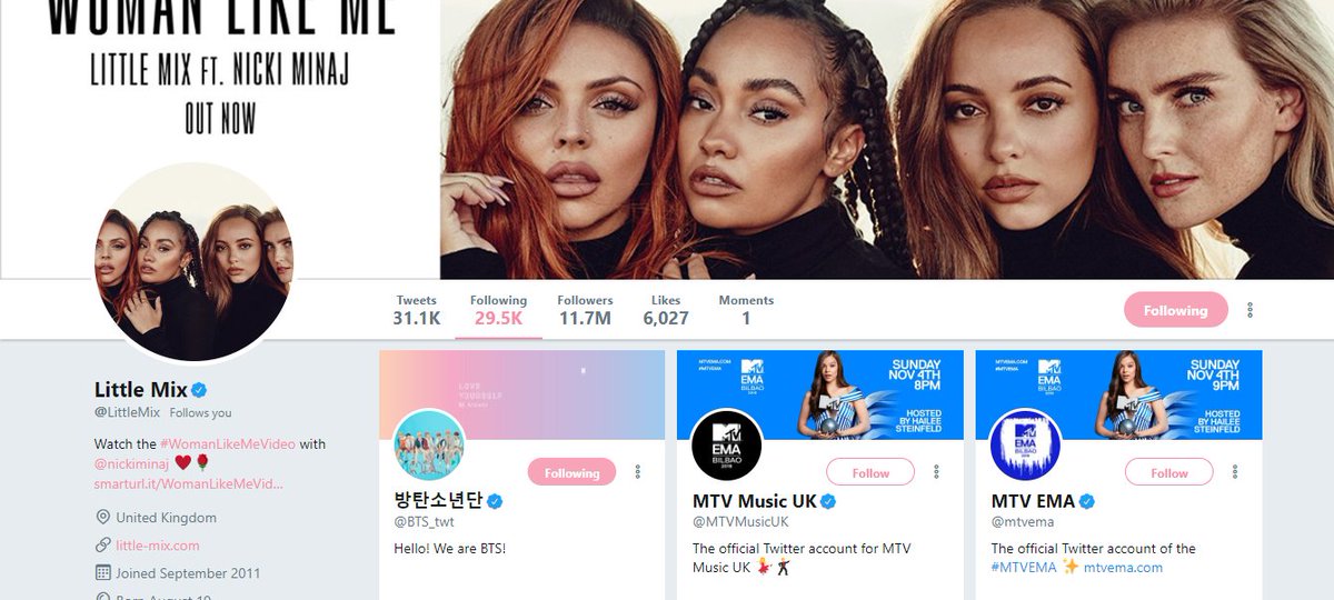 — little mix followed  @bts_twt on twitter on the 6th of november (2018) 