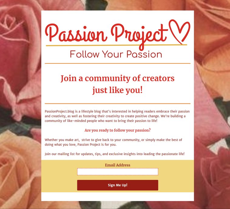 PassionPro_Blog's tweet image. 📣 Now it's easier than ever to stay up-to-date with Passion Project! Click below to join our mailing list and have inspiration come to you!
✉ ow.ly/krVs30mxk1f ✉
#PassionProject #FollowYourPassion #creativity #passion #art #creatives #writers #artists #dreamers #makers