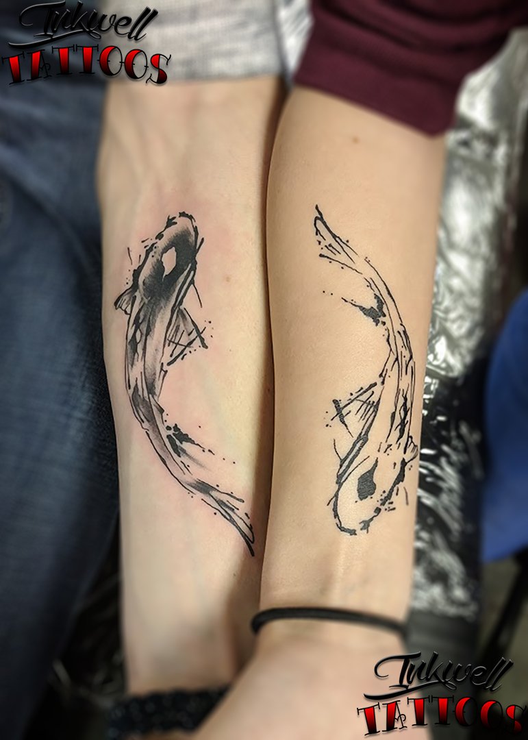 Tattoo uploaded by Circle Tattoo  Koi Fish Line Art Tattoo done by  Maverick Fernz at Circle Tattoo Studio  Tattoodo