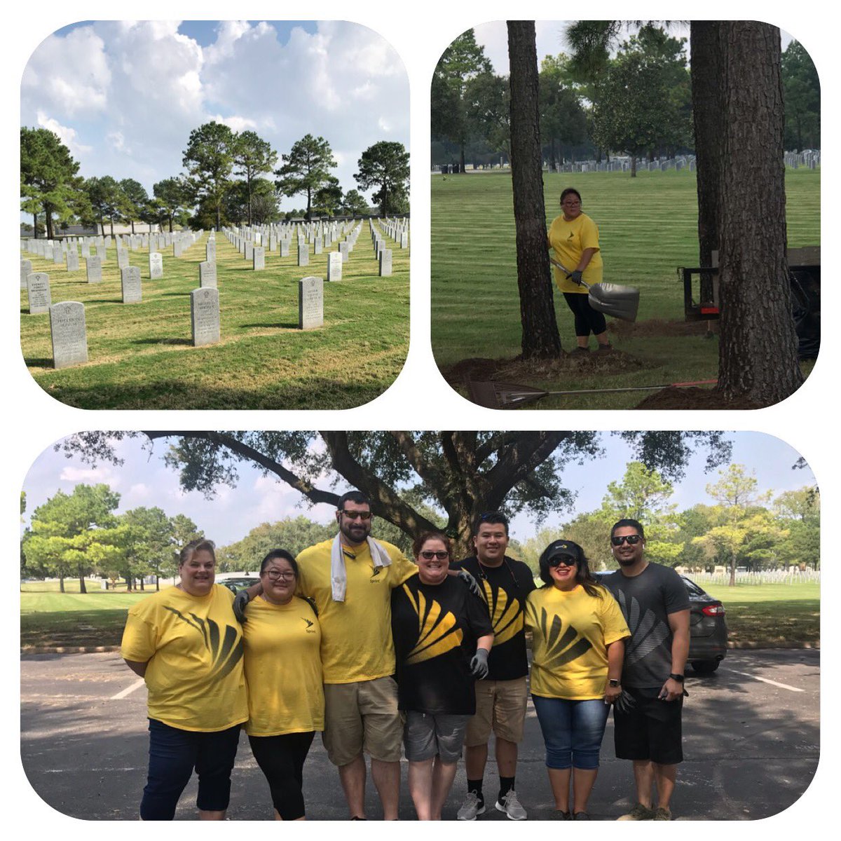Thank you to our 2nd group of volunteers that came out to help at Houston National Cemetery. #SprintSouth #SprintSalutesVeterans
