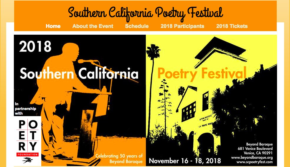 kayapress's tweet photo. We're happy to announce that we'll be part of the 2018 SoCal Poetry Festival! Find us at one of the showcases on Nov 17, featuring Sesshu Foster, @kenjicliu, and @vickievertiz https://t.co/ZKmu1hkJUc #SoCalPoetryFestival #PoetryFestival #SoCalEvent #SoCalArts #literature #poetry https://t.co/kOAqBEPNGf